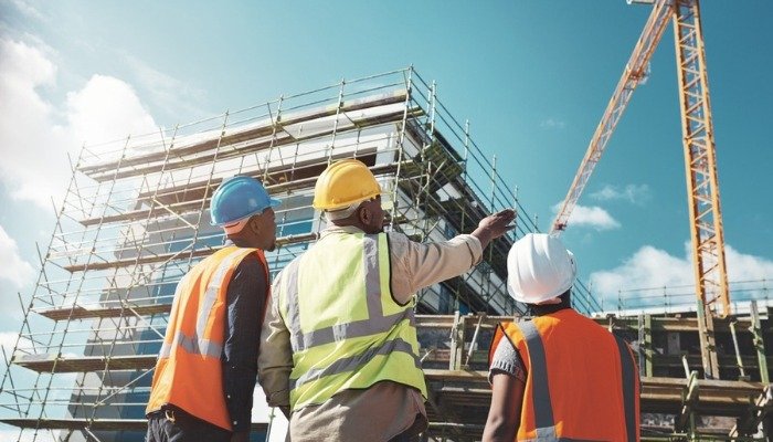 men working on construction site